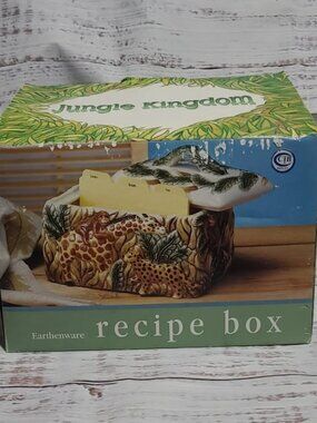 Jay Import Safari Ceramic Recipe Box - Vintage 90's - NEW IN BOX